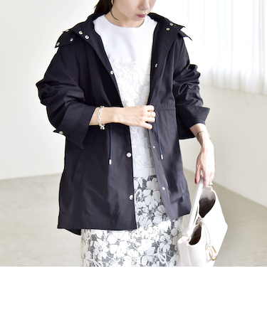 《予約》quaranciel:〈撥水加工/洗濯機可能〉ドロスト フーディー ブルゾン コート