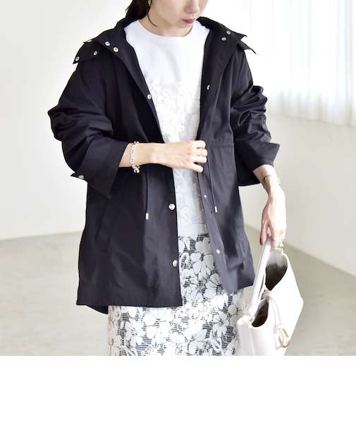 《予約》quaranciel:〈撥水加工/洗濯機可能〉ドロスト フーディー ブルゾン コート