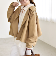 《予約》quaranciel: ドルマンスリーブ ショート トレンチ コート