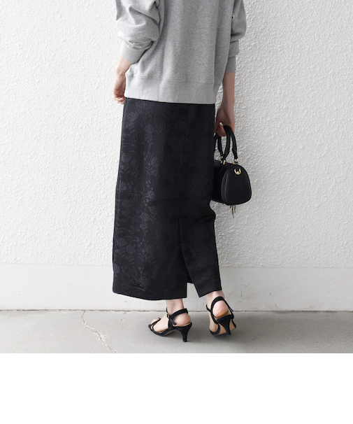 《予約》SHIPS any:〈手洗い可能〉フラワー ジャカード Iライン タック スカート