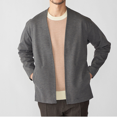 SHIPS: 〈セットアップ対応〉ジャカード ノーカラー カーディガン