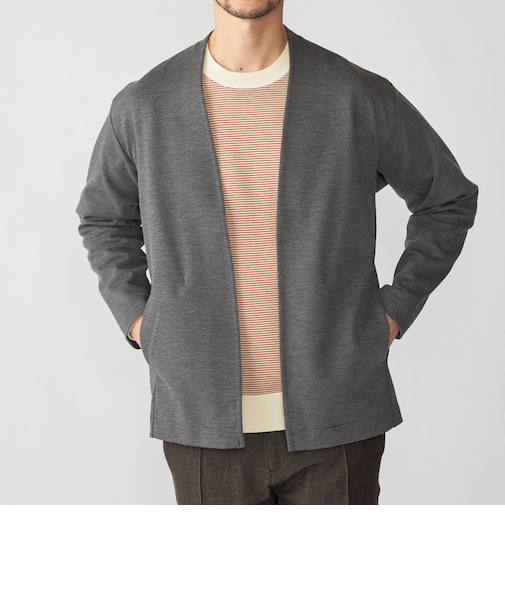 SHIPS: 〈セットアップ対応〉ジャカード ノーカラー カーディガン