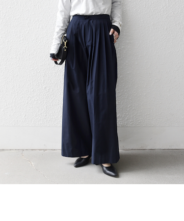 《予約》SHIPS any:〈洗濯機可能〉タイプライター タック ワイド イージー パンツ