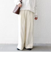 《予約》SHIPS any:〈洗濯機可能〉ウェーブ ジャカード タック ワイド パンツ
