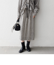 《予約》SHIPS any:〈洗濯機可能〉ギンガムチェック サッカー タイト スカート