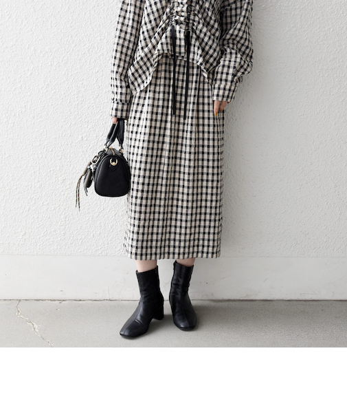 《予約》SHIPS any:〈洗濯機可能〉ギンガムチェック サッカー タイト スカート