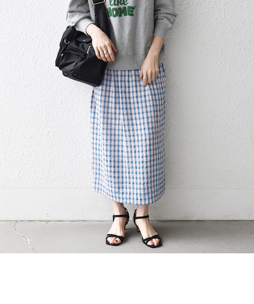《予約》SHIPS any:〈洗濯機可能〉ギンガムチェック サッカー タイト スカート