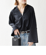 《予約》SHIPS any:〈洗濯機可能〉フラワー モチーフ Aライン スキッパー シャツ ブラウス