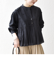 《予約》【WEB限定】SHIPS any:〈洗濯機可能〉フラワー モチーフ ペプラム ギャザー シャツ ブラウス