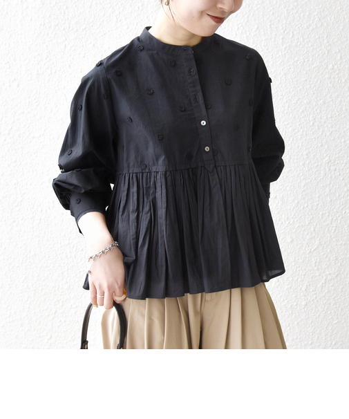 《予約》【WEB限定】SHIPS any:〈洗濯機可能〉フラワー モチーフ ペプラム ギャザー シャツ ブラウス