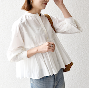 《予約》【WEB限定】SHIPS any:〈洗濯機可能〉フラワー モチーフ ペプラム ギャザー シャツ ブラウス