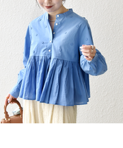 《予約》【WEB限定】SHIPS any:〈洗濯機可能〉フラワー モチーフ ペプラム ギャザー シャツ ブラウス