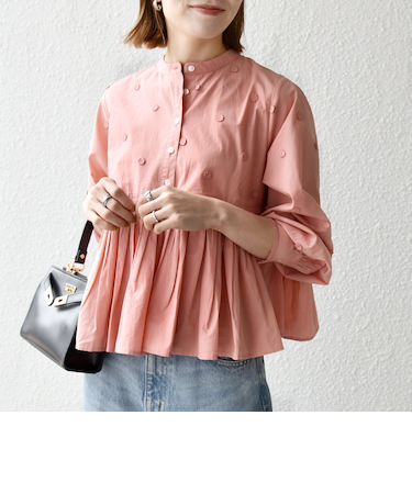 《予約》【WEB限定】SHIPS any:〈洗濯機可能〉フラワー モチーフ ペプラム ギャザー シャツ ブラウス