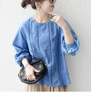 《予約》【WEB限定】SHIPS any:〈洗濯機可能〉フラワー モチーフ ハシゴレース クルーネック ブラウス