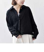 《予約》SHIPS any:〈洗濯機可能〉ウェーブ ジャカード ドロスト シャツ