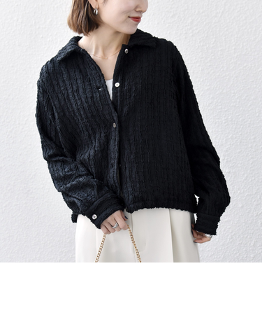 《予約》SHIPS any:〈洗濯機可能〉ウェーブ ジャカード ドロスト シャツ