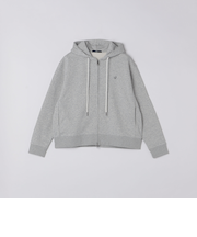 【WEB限定】SHIPS: クロップド ワイド ワンポイント ロゴ ジップアップ フーディー