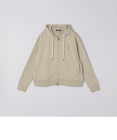 【WEB限定】SHIPS: クロップド ワイド ワンポイント ロゴ ジップアップ フーディー