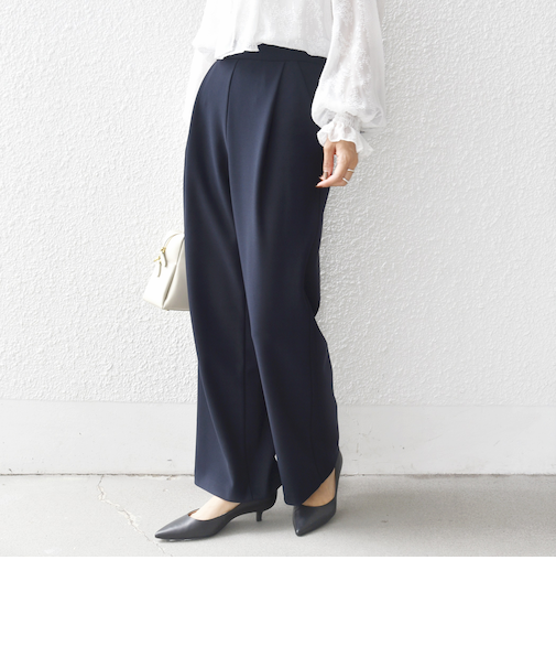 【SHIPS別注】kaene:〈洗濯機可能〉ダンボール ストレート タック パンツ（セレモニー対応可）