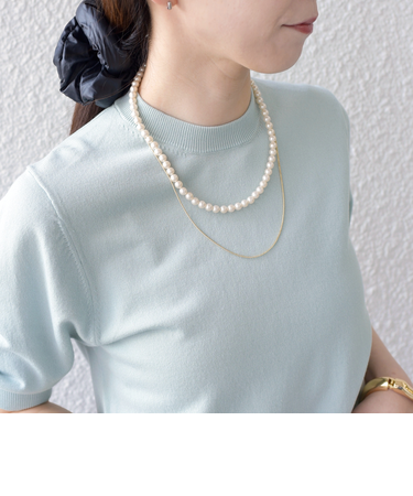 SHIPS Colors:パールモチーフ × チェーン 2連 ネックレス 2