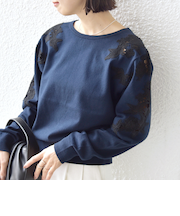 《予約》【WEB限定】〈手洗い可能〉ショルダー レース コンビ ニット プルオーバー