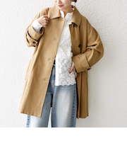 《予約》SHIPS any:〈手洗い可能〉オーバー フレア ステンカラー コート