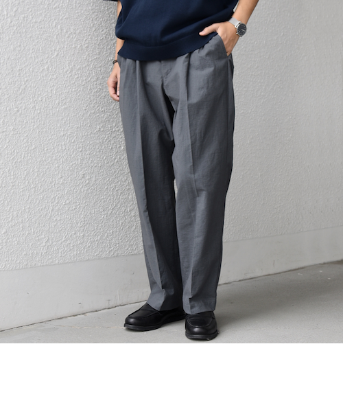 SHIPS any: コットン/ナイロン ワッシャー 2タック セミワイド