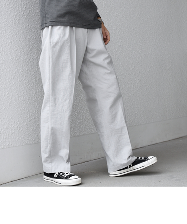 SHIPS any: コットン/ナイロン ワッシャー 2タック セミワイド イージー パンツ(セットアップ対応)◆
