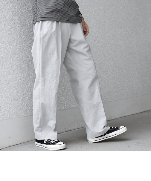 SHIPS any: コットン/ナイロン ワッシャー 2タック セミワイド イージー パンツ(セットアップ対応)◆