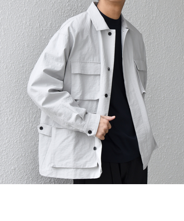 SHIPS any: コットン/ナイロン ワッシャー BDU シャツ(セットアップ対応)◆