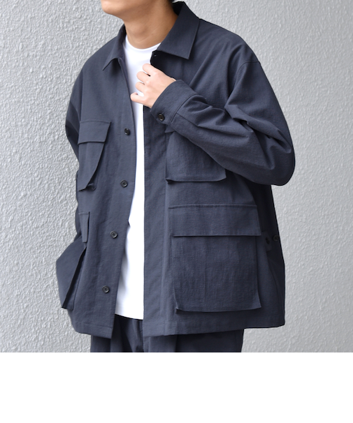 SHIPS any: コットン/ナイロン ワッシャー BDU シャツ(セットアップ対応)◆