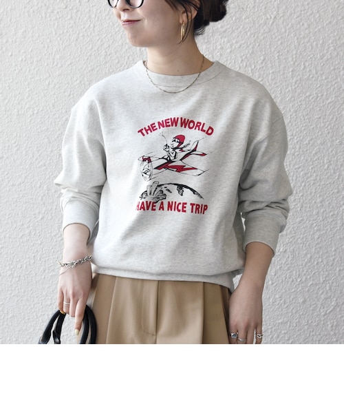完売 SHIPS any: プリント クルーネック オーバーサイズ スウェット SHIPS any トレーナー スウェット 「WEB限定」SHIPS any: NATIONAL