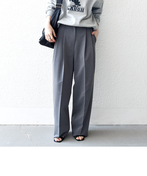 ワイズフォーメン 2タックウールワイドパンツ グレー Mサイズ Y's