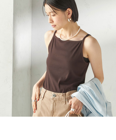 《予約》【SHIPS別注】GGG:〈手洗い可能〉スクエアネック リブ タンクトップ