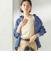 《予約》【SHIPS別注】GGG:〈手洗い可能〉スクエアネック リブ タンクトップ