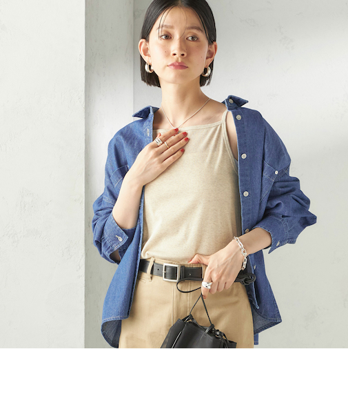 《予約》【SHIPS別注】GGG:〈手洗い可能〉スクエアネック リブ タンクトップ