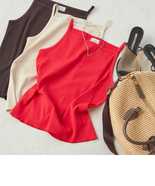 《予約》【SHIPS別注】GGG:〈手洗い可能〉スクエアネック リブ タンクトップ