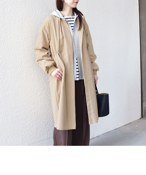 《予約》SHIPS Colors:〈手洗い可能〉ツイル ノーカラー タック コート◆