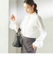 《予約》〈洗濯機可能〉フリル カフス バンド カラー シャツ