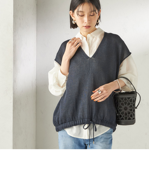 《予約》〈手洗い可能〉ブライト ペーパー 裾 ドロスト ニット プルオーバー