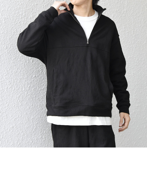 SHIPS any:〈洗濯機可能〉コットン ジャガード ハーフジップ 裏毛 スウェット(セットアップ対応)◆