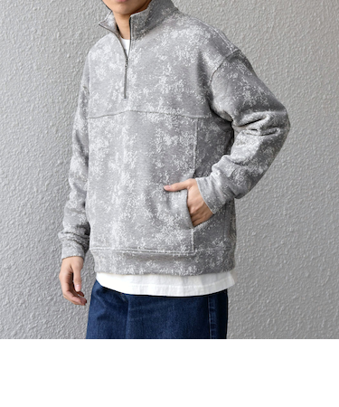 SHIPS any:〈洗濯機可能〉コットン ジャガード ハーフジップ 裏毛 スウェット(セットアップ対応)◆