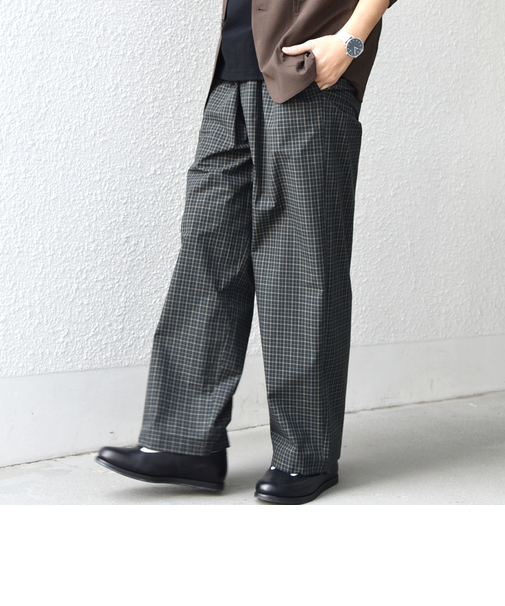 SHIPS any:〈洗濯機可能〉マイクロ チェック イージー パンツ(セットアップ対応)◆