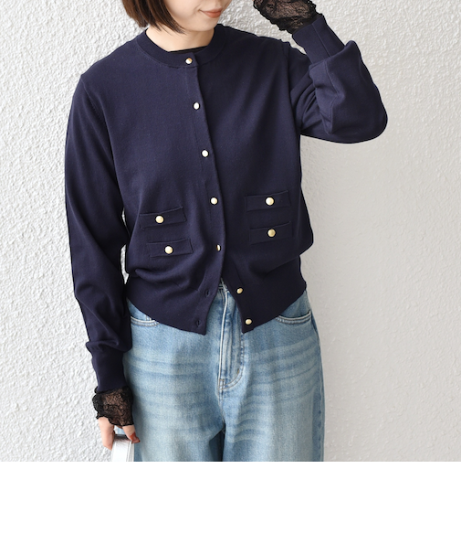 《予約》SHIPS Colors:〈接触冷感・手洗い可能〉14ゲージ クルーネック カーディガン◆