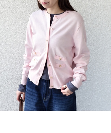 《予約》SHIPS Colors:〈接触冷感・手洗い可能〉14ゲージ クルーネック カーディガン◆