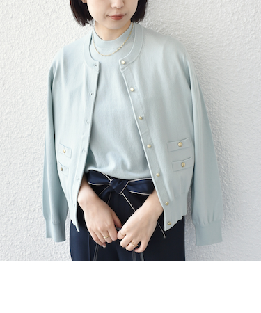 《予約》SHIPS Colors:〈接触冷感・手洗い可能〉14ゲージ クルーネック カーディガン◆