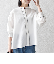 《予約》SHIPS any:〈洗濯機可能〉サッカー バック リボン 配色 シャツ ブラウス