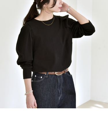 《予約》quaranciel:〈洗濯機可能〉パワーショルダー クルーネック プルオーバー