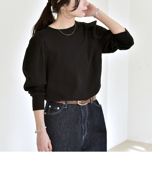 《予約》quaranciel:〈洗濯機可能〉パワーショルダー クルーネック プルオーバー