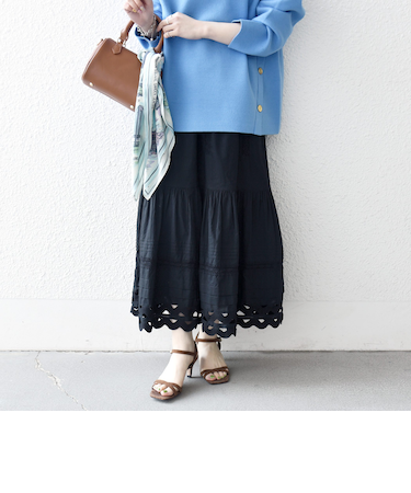 《予約》SHIPS any:〈洗濯機可能〉キャンブリック レース ギャザー ボリューム スカート